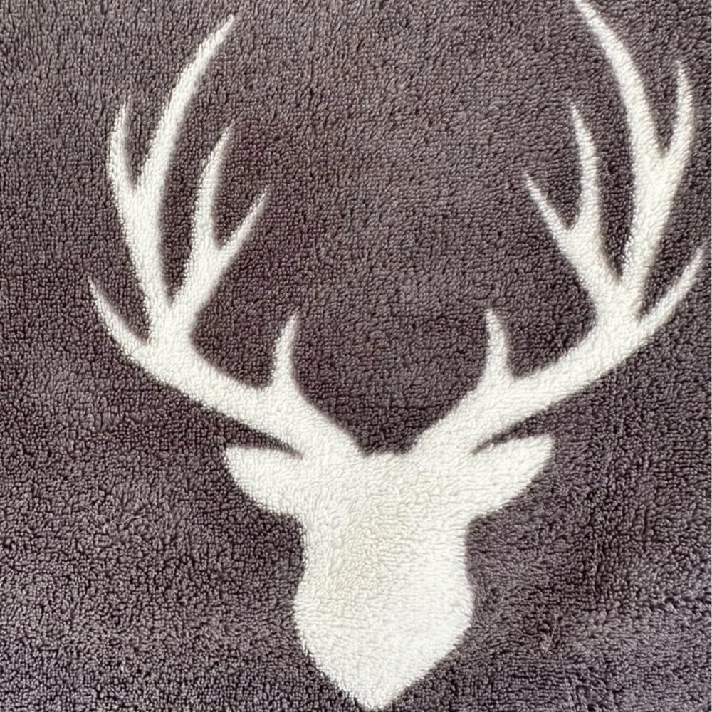 Gray Blanket with White Deer Pattern - Picture 3 of 9